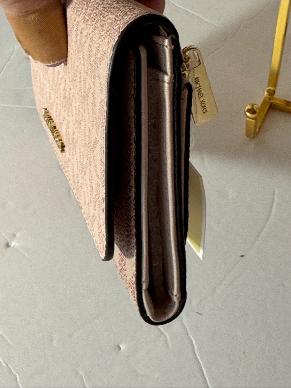 NWT Michael Kors Jet Set Large Trifold Wallet Powder Blush MK Logo - Picture 8 of 10